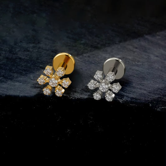 Titanium Tiny Snowflake Flat Ear Piercing