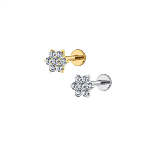 Titanium Tiny Flower Flat Ear Piercing