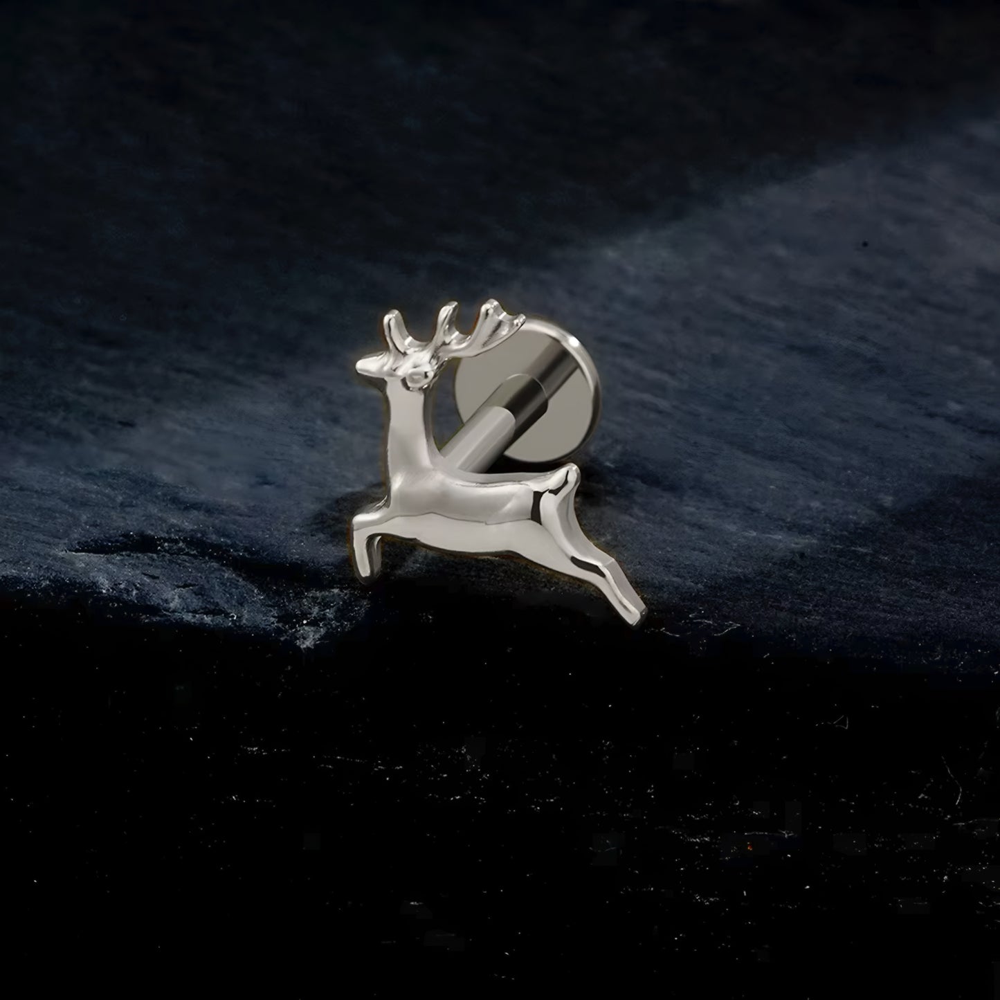 Titanium Tiny Deer Flat Ear Piercing
