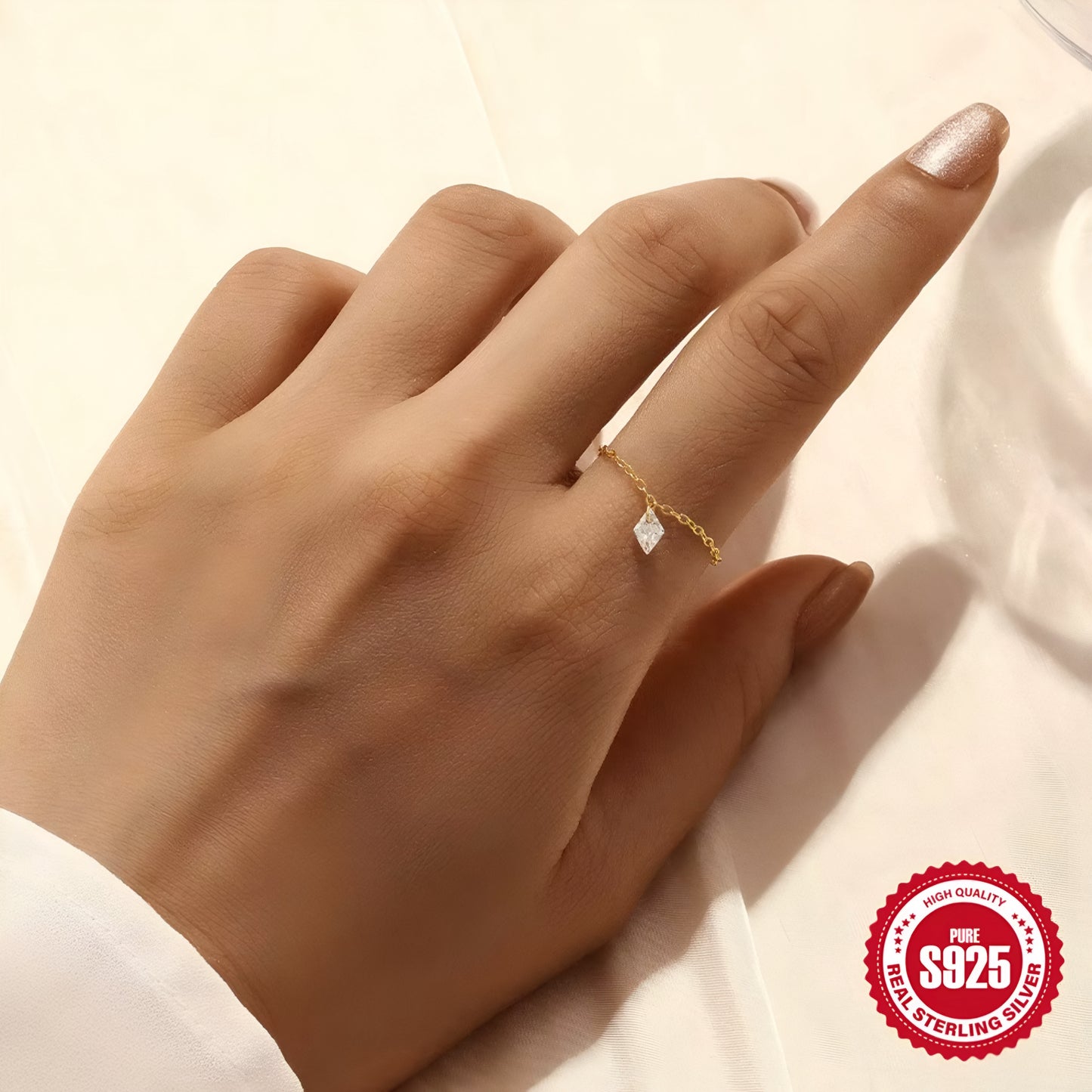 Chain Ring Diamond Zircon