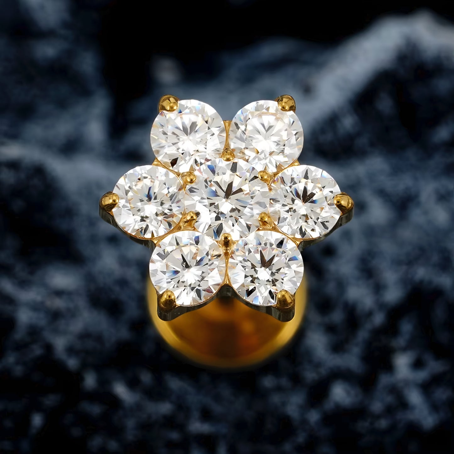 Titanium Tiny Flower Flat Ear Piercing