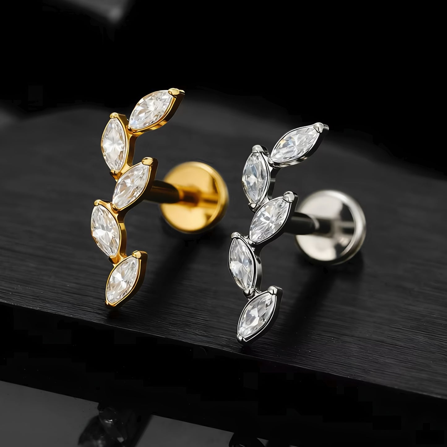 Titanium Five Marquise Climber Flat Ear Piercing