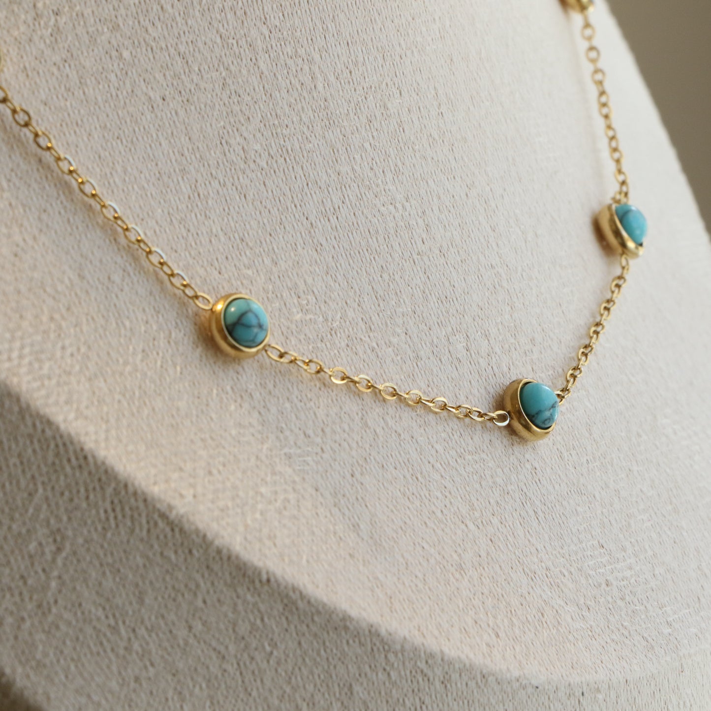 Turquoise Bead Stones Necklace Earring Set