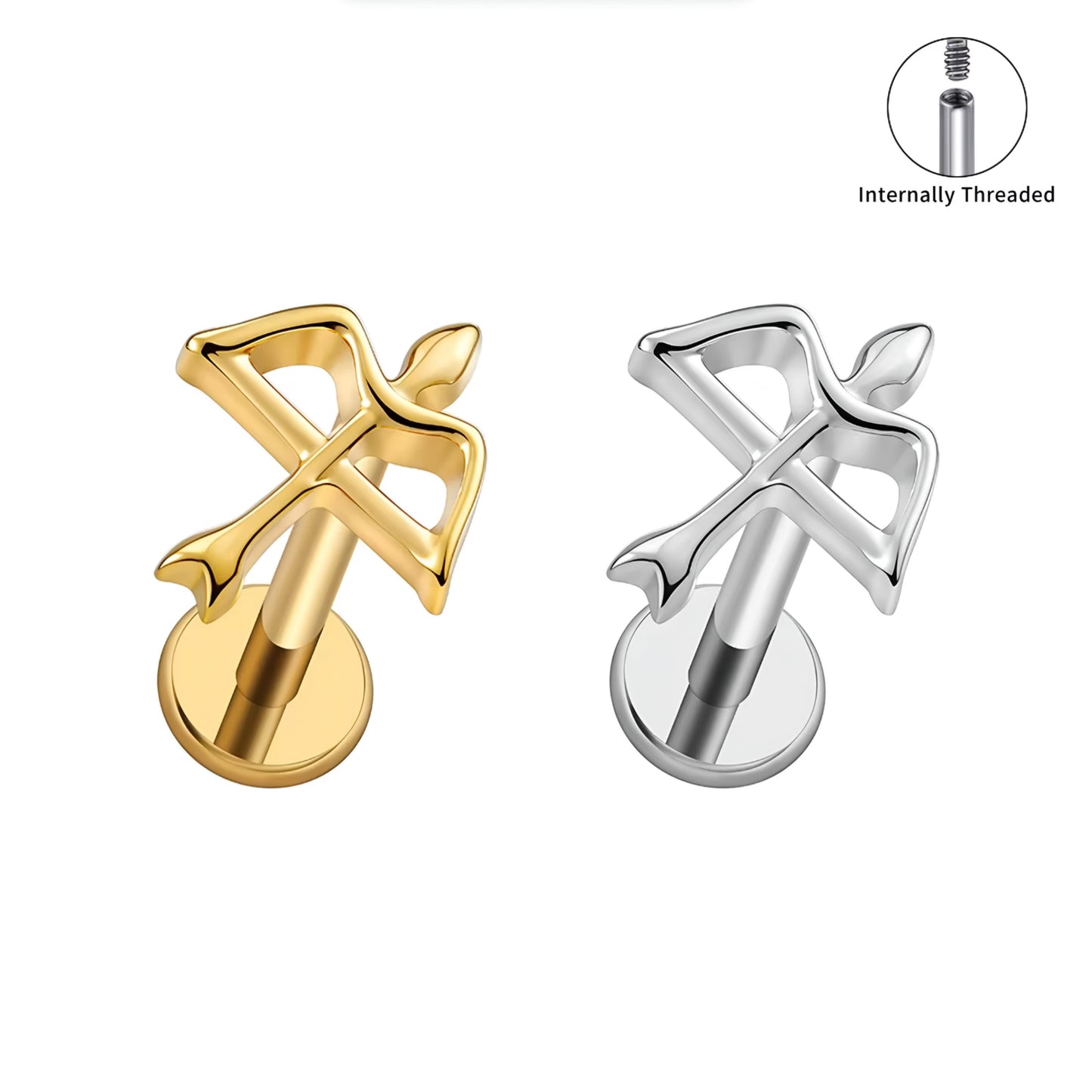 Titanium Cupid's Arrow Flat Ear Piercing