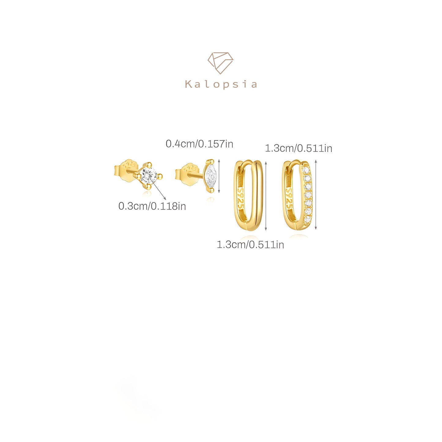 4pcs/set Double Stud, Hoop Earring Set