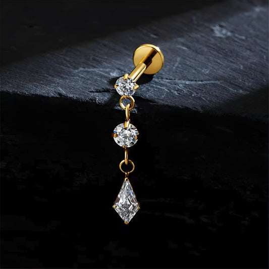 Titanium Dangle Chain Kite Flat Ear Piercing