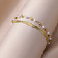 Double Layer Steel & Pearl Beads Anklet