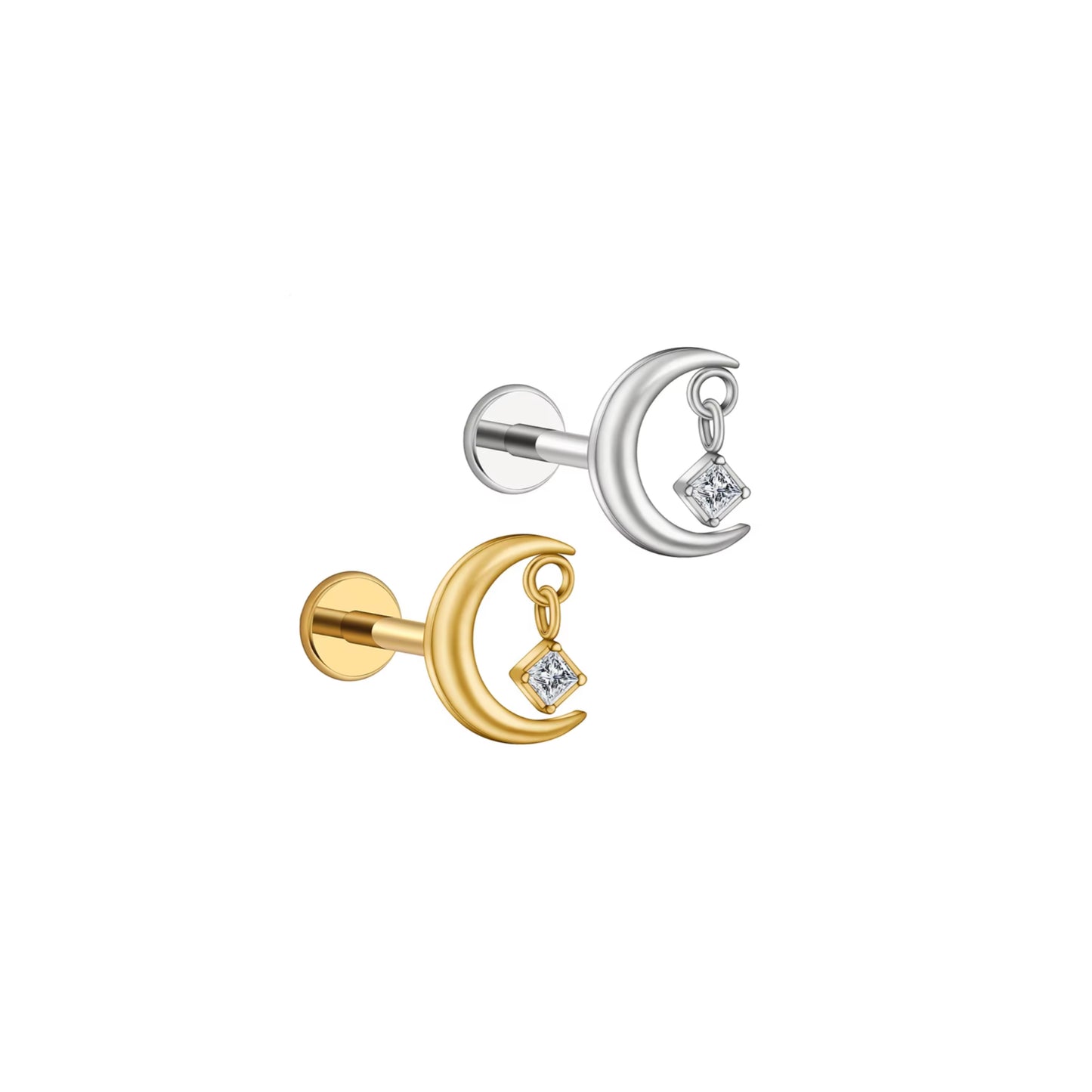 Titanium Crescent Moon Flat Ear Piercing