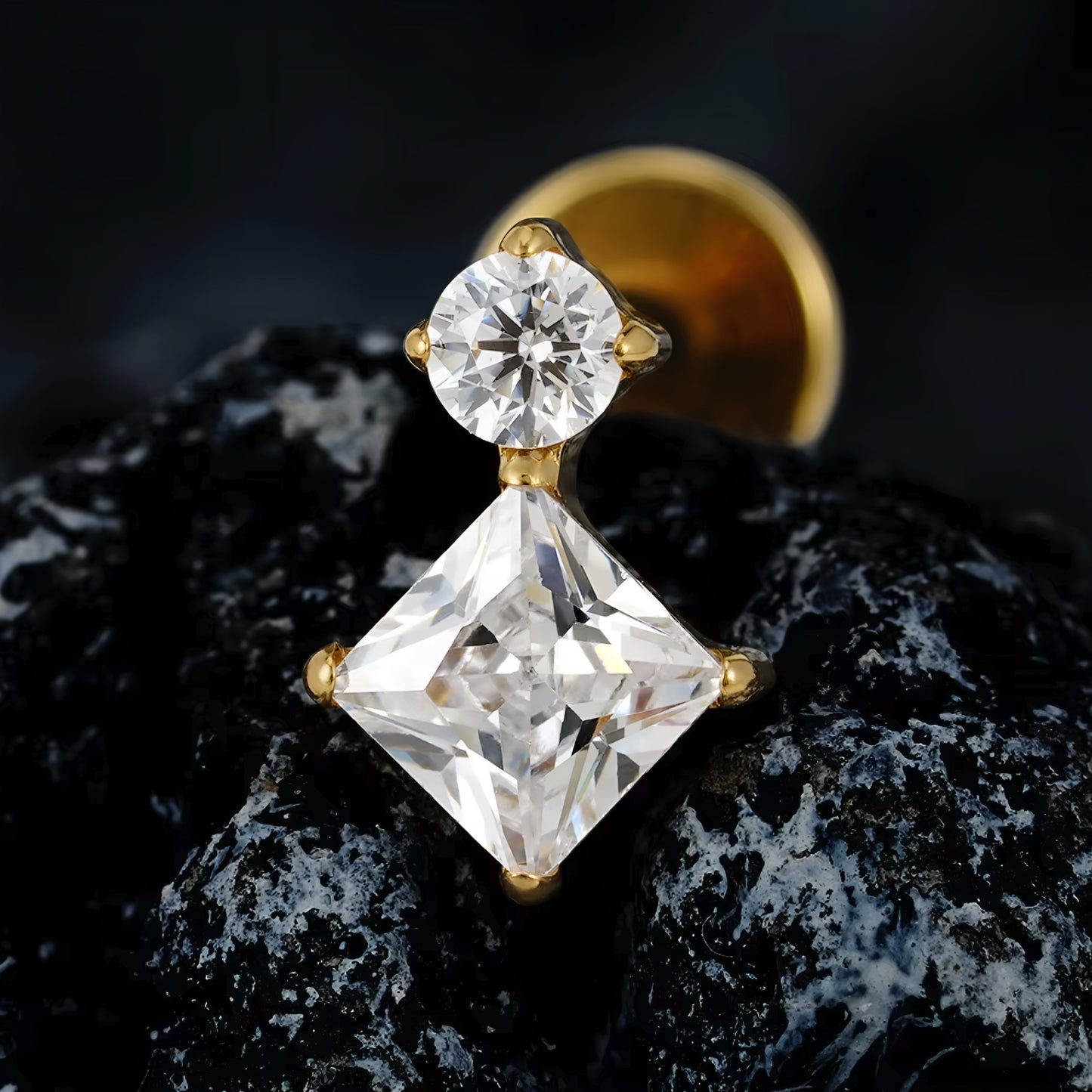 Titanium Square & Round Flat Ear Piercing
