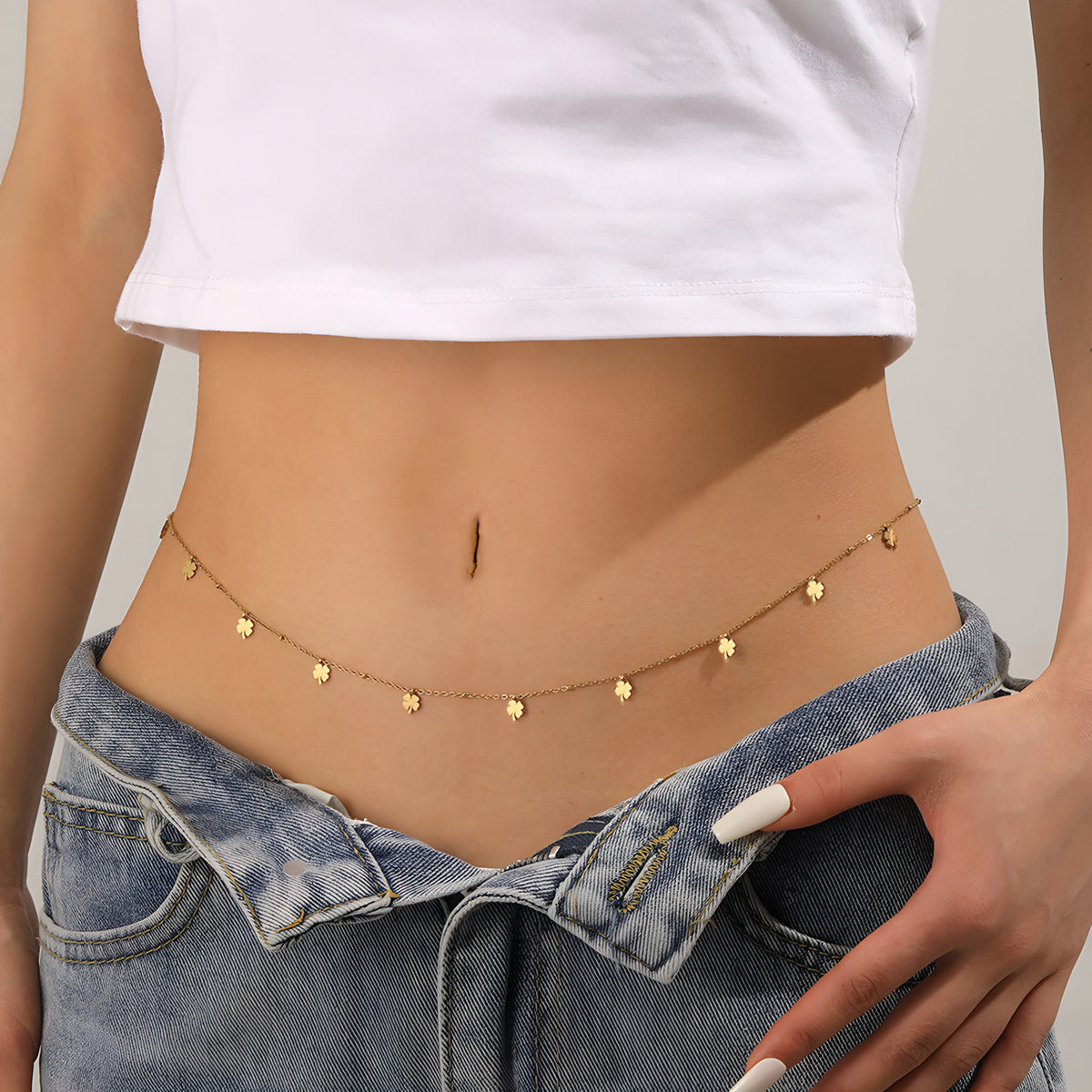 Lucky Flora Waist Belly Chain with Hanged Flower