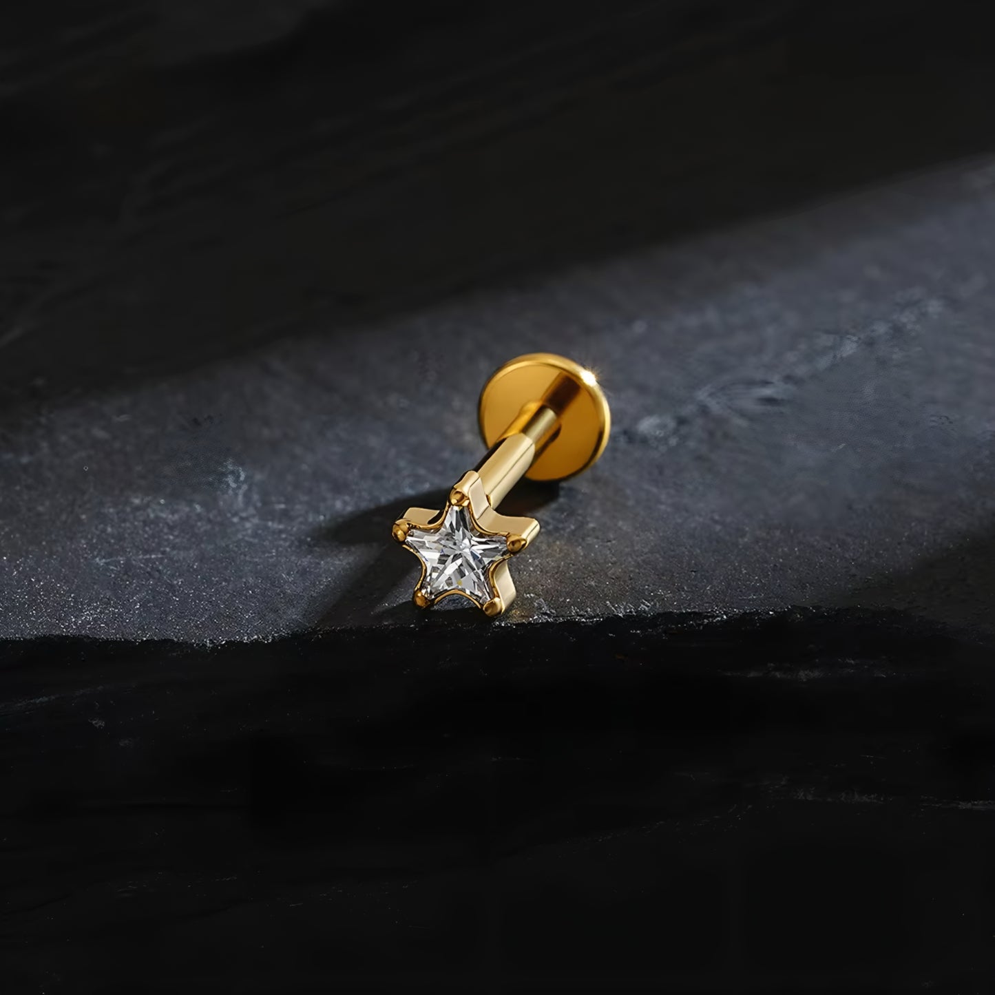 Titanium Dainty Star Flat Ear Piercing
