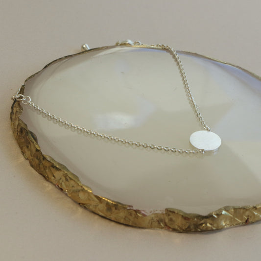 Silver Round Medal Anklet