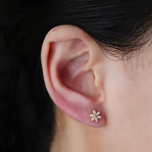 Titanium Marquise Flower Flat Ear Piercing