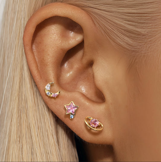 3pcs/set Moon Star Earring Set