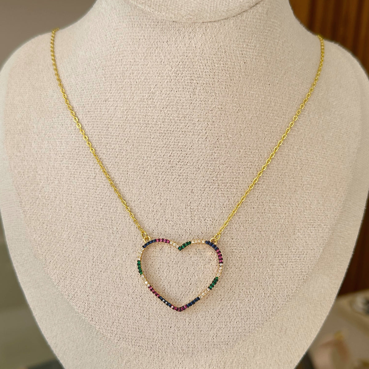 Rainbow Heart Pendant Necklace