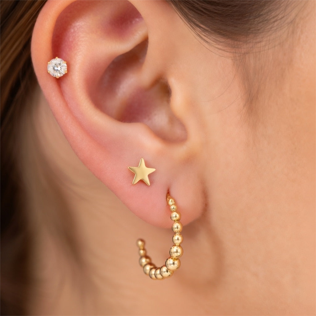3pairs/set Rounded Dots Star Earring