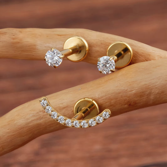 3pcs/set Flat Arc Helix Titanium Ear Piercing