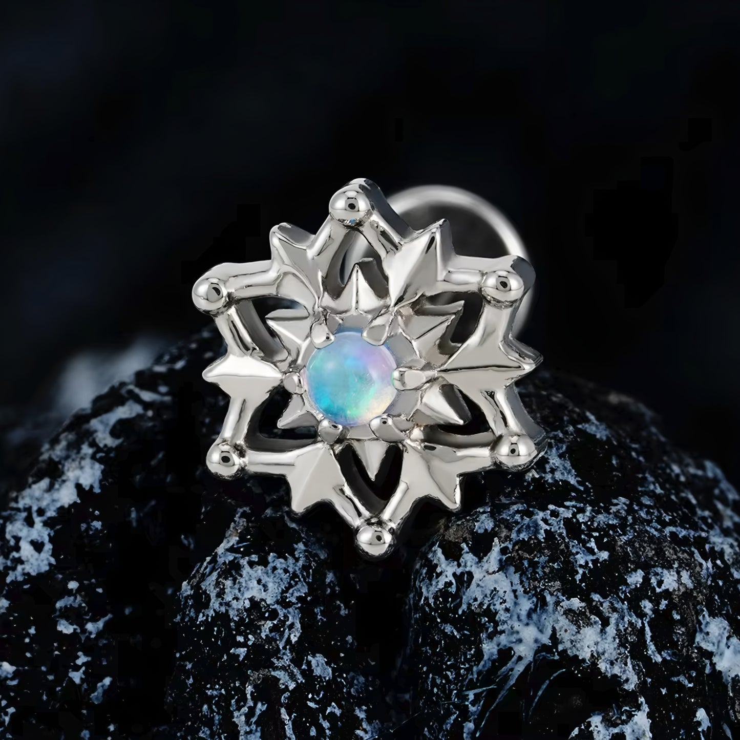 Titanium Tribal Sun Flat Ear Piercing