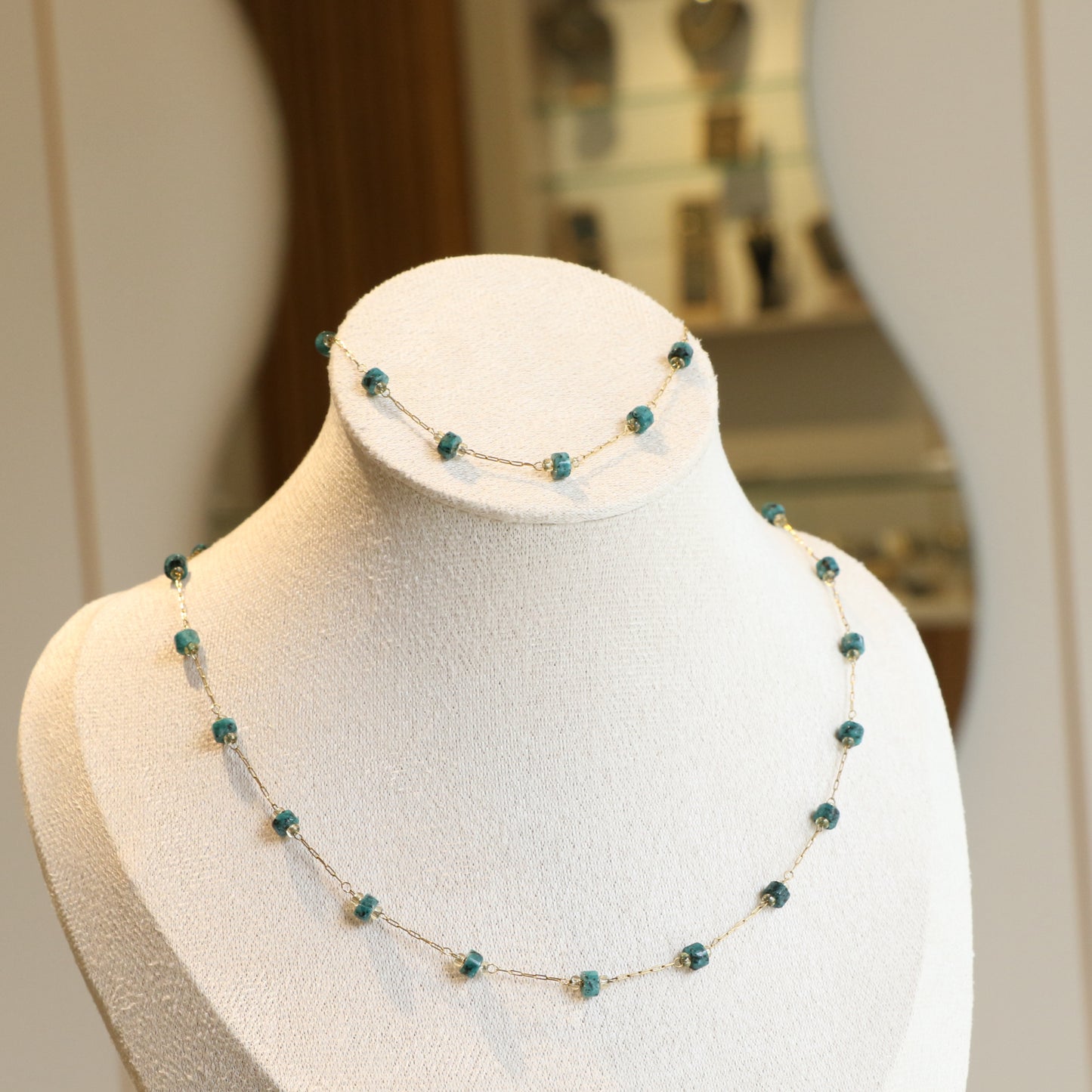 Dark Green Natural Stones Bead Set