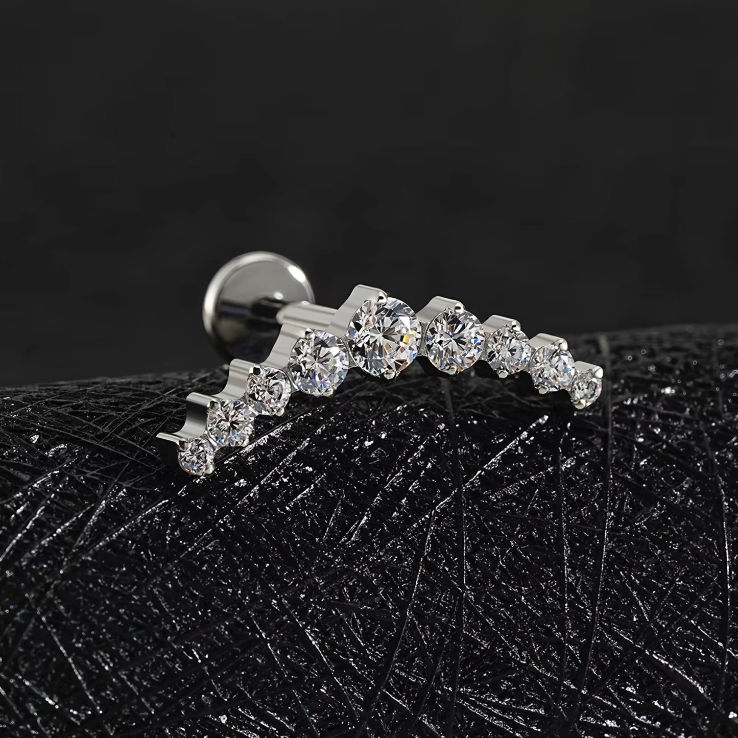 Titanium Labret Curved Bar Flat Ear Piercing