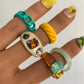 5 rings/set Bohemian Acrylic Rings Green Yellow Brown