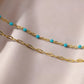 Double Layer Cable chain & Turquoise Anklet