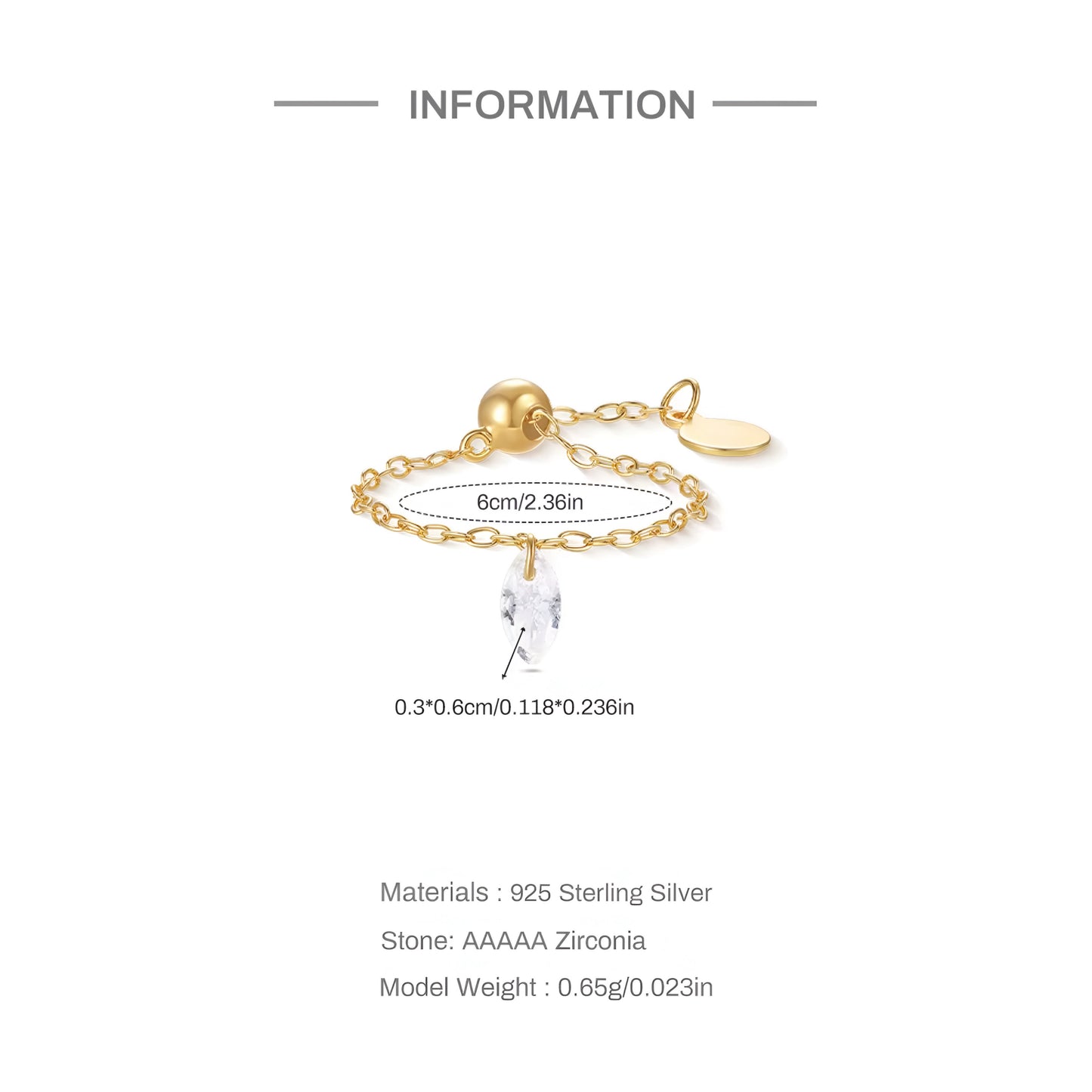 Chain Ring Oval Zircon