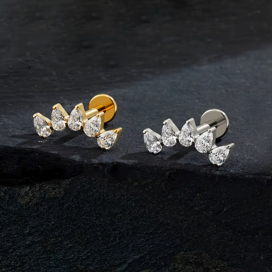Titanium 5 Drops Curve Flat Ear Piercing