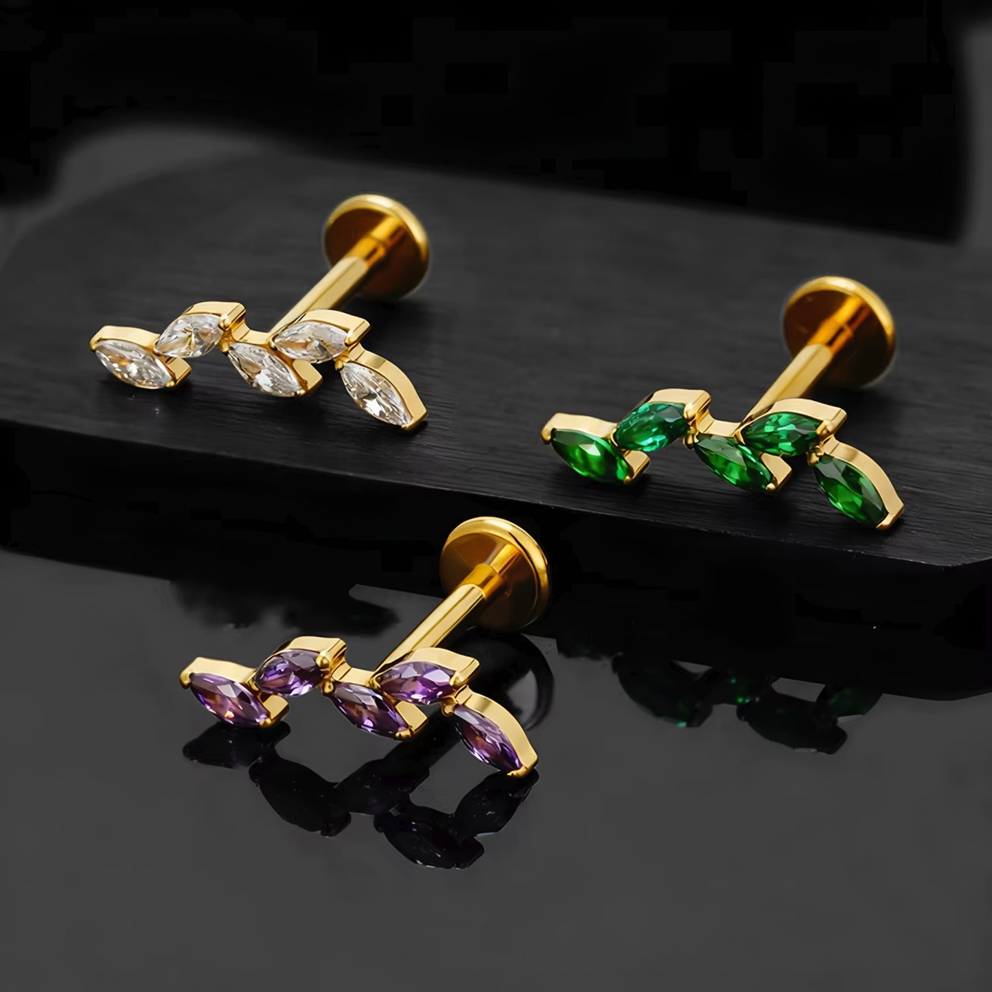 Titanium Five Marquise Climber Flat Ear Piercing