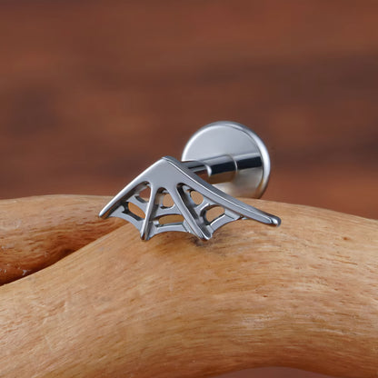 Titanium Spider Web Flat Ear Piercing