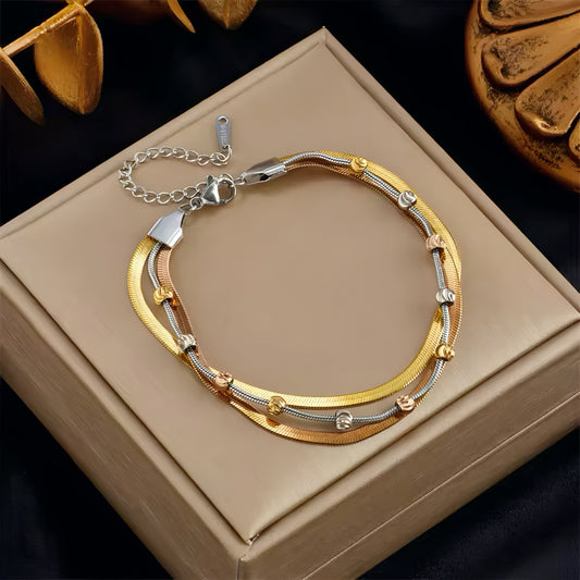 3 Layers Multicolor Snake Chain Bracelet