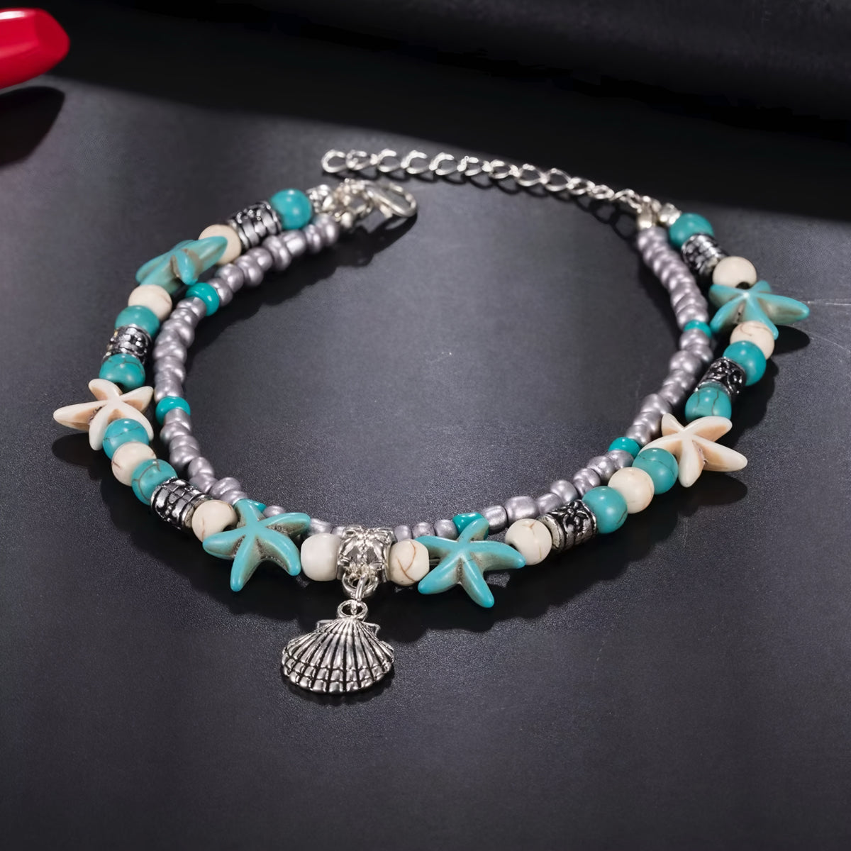 Bohemian Vintage Beach Shell Anklet Double Layer