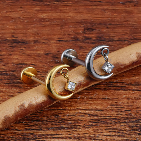 Titanium Crescent Moon Flat Ear Piercing