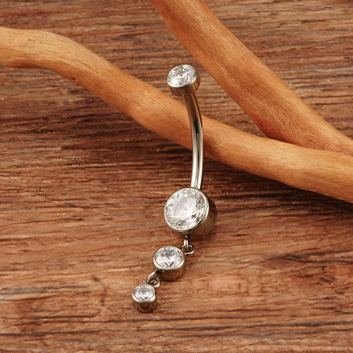 Titanium Hanged Dangle Gems Belly Button Piercing