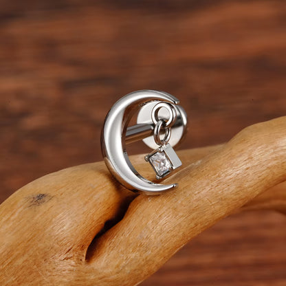 Titanium Crescent Moon Flat Ear Piercing