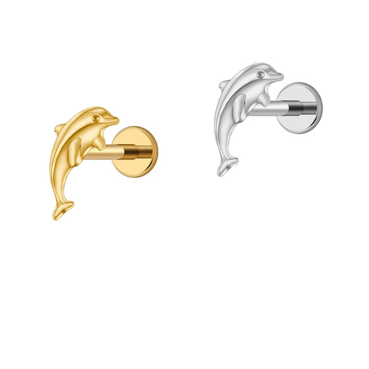 Titanium Dolphin Cartilage Flat Ear Piercing