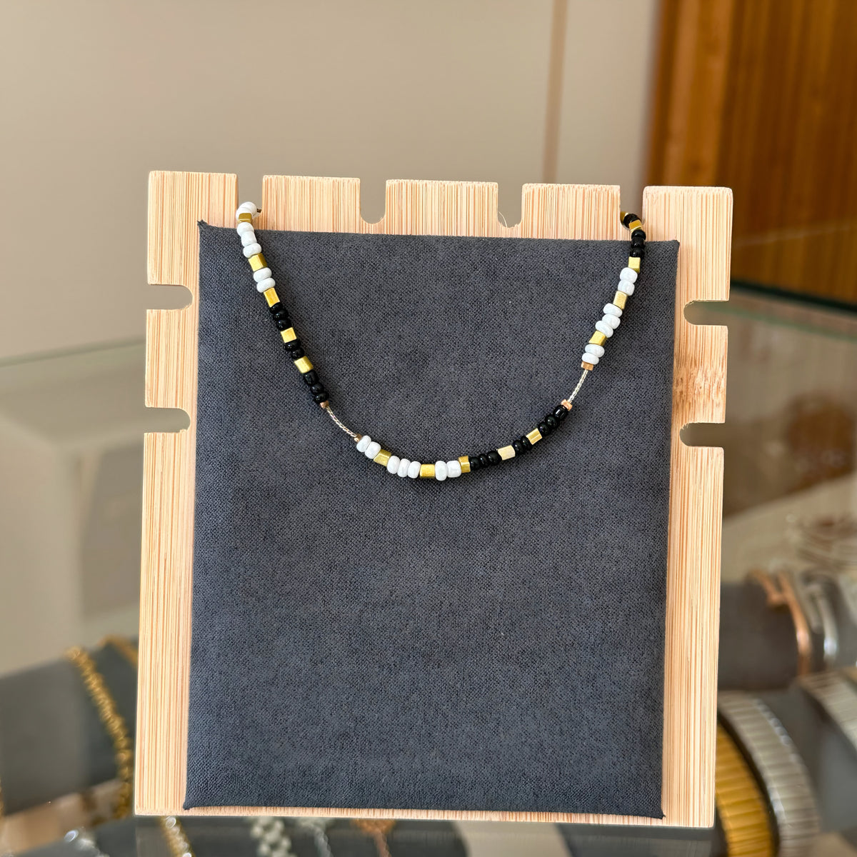 Black Gold Beads Anklet