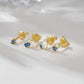 4pcs/Set Classic Blue Sapphire Clear Zircon