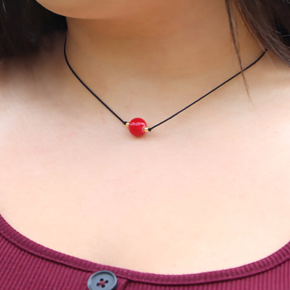 Single Bead Fabric Necklace