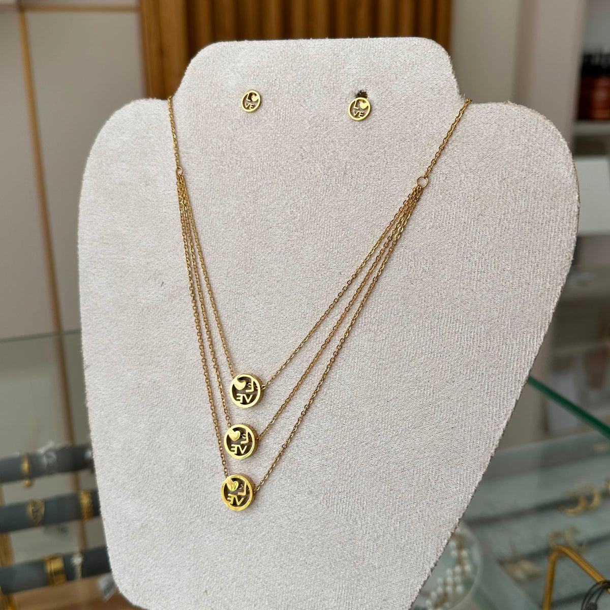 Love Heart Necklace Earring Set