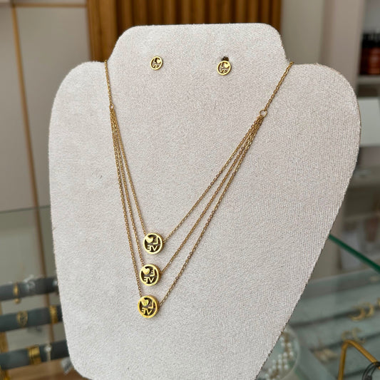 Love Heart Necklace Earring Set
