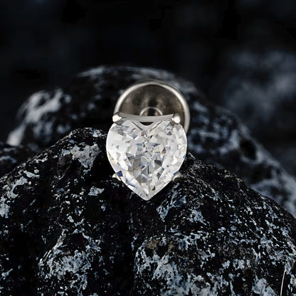 Titanium Heart Threaded Flat Ear Piercing