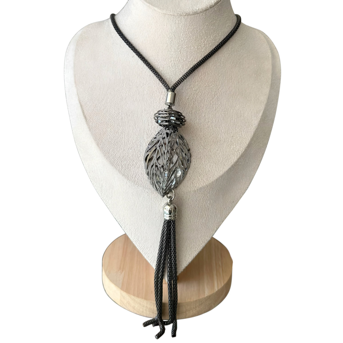 Black Snake Chain Leaf Necklace