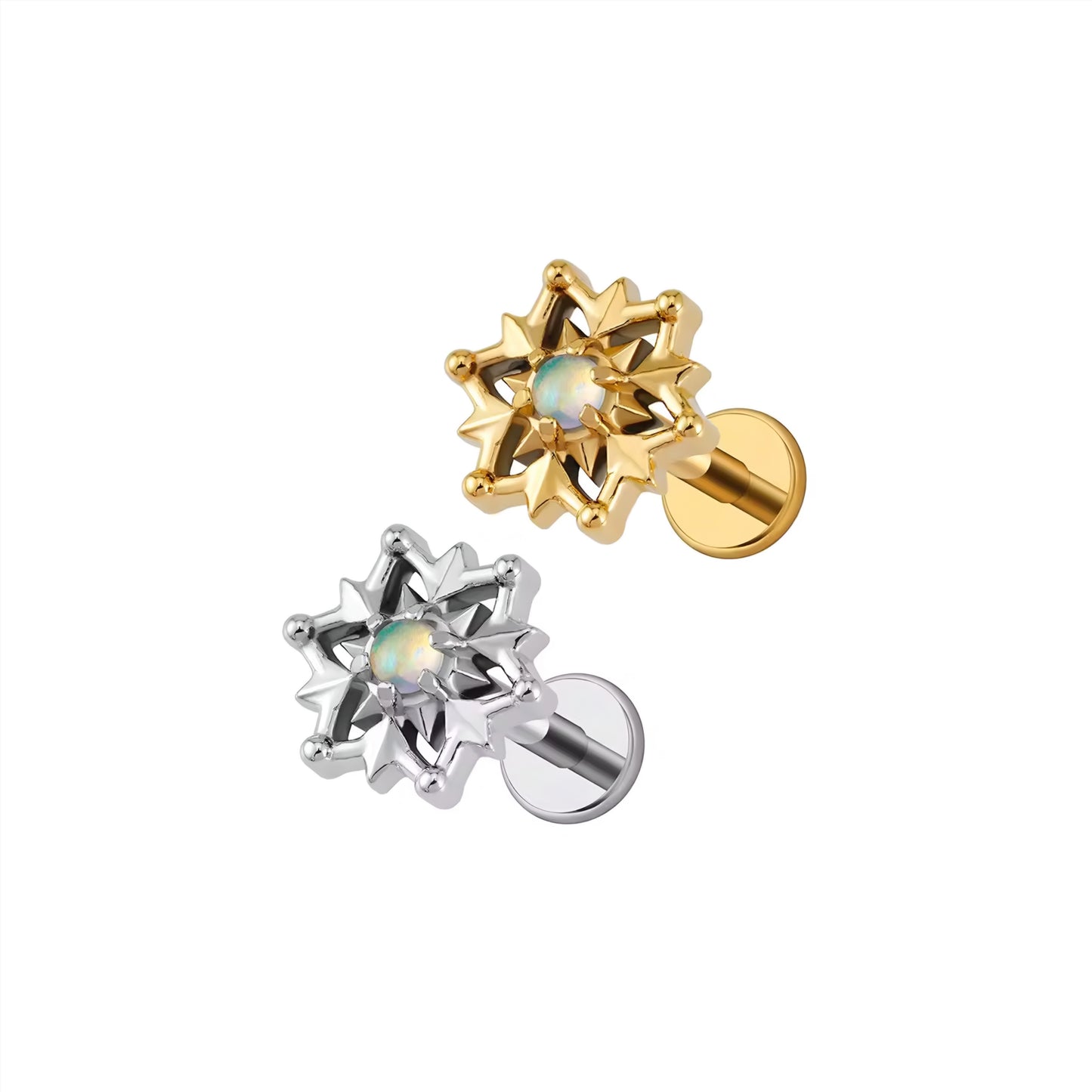 Titanium Tribal Sun Flat Ear Piercing