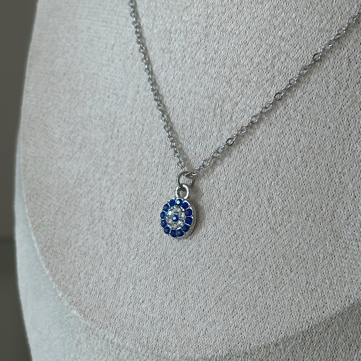 Navy Blue Evil Eye Pendant Necklace
