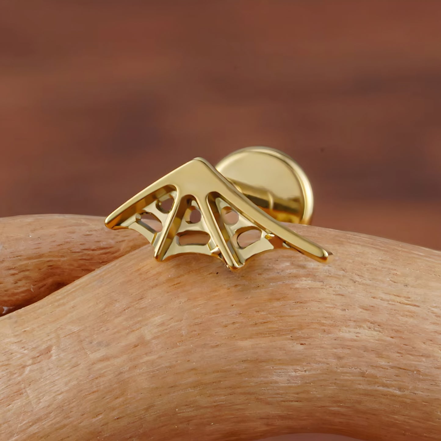 Titanium Spider Web Flat Ear Piercing