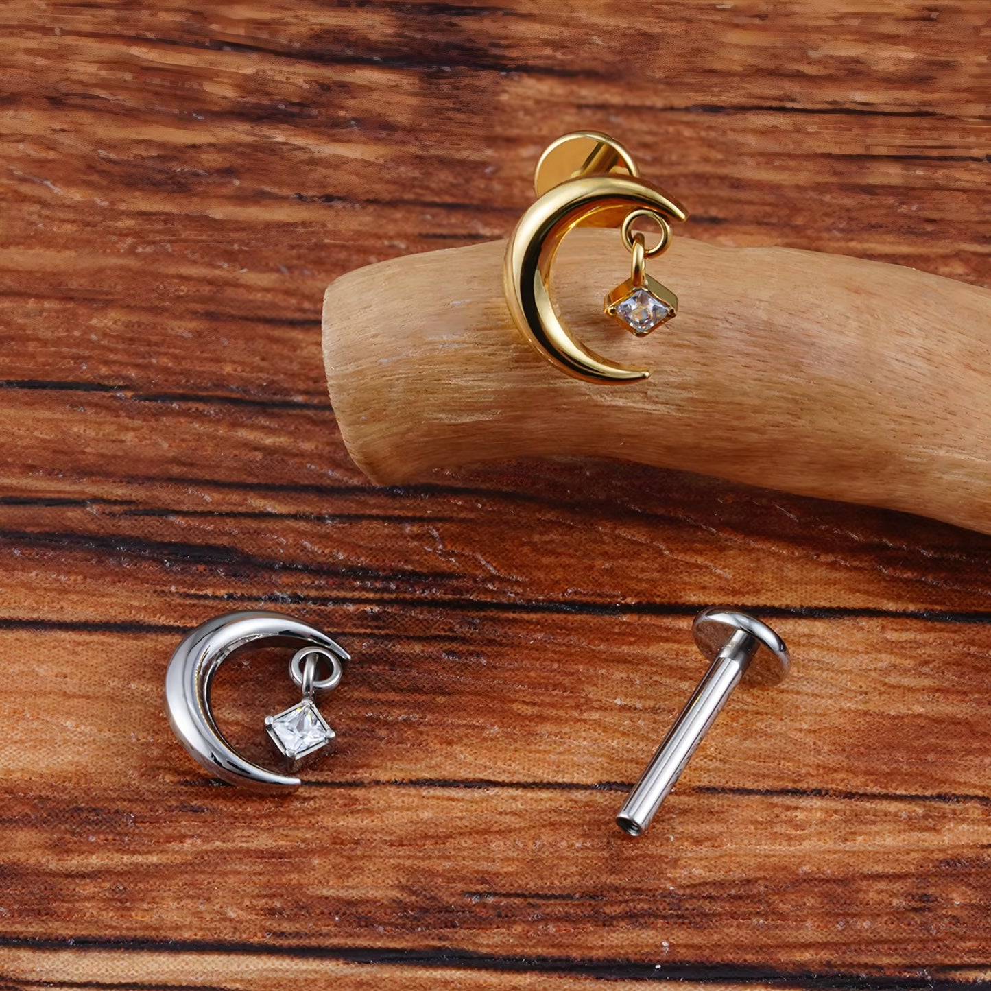 Titanium Crescent Moon Flat Ear Piercing