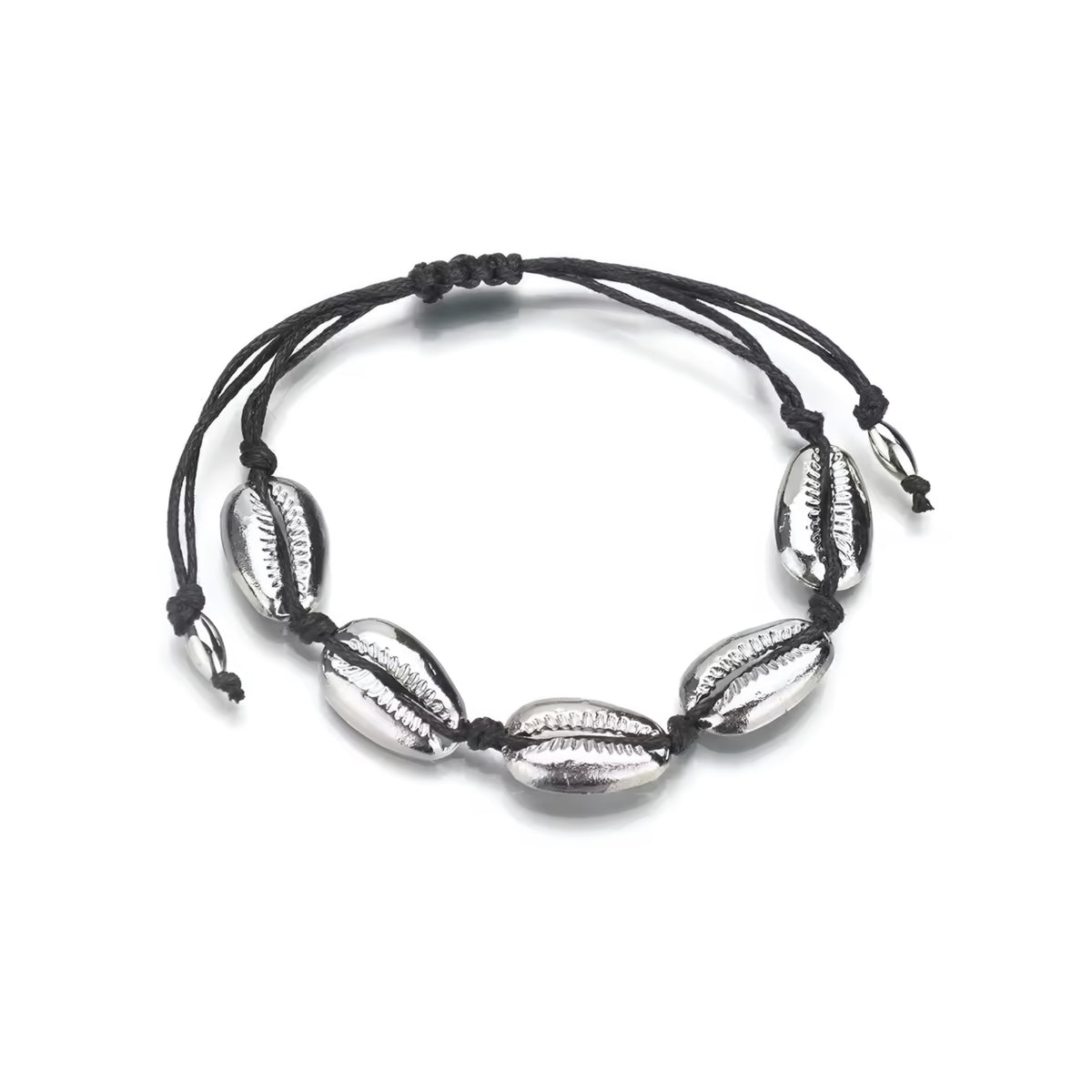 Silver Seashell Bracelet Fabric Lock