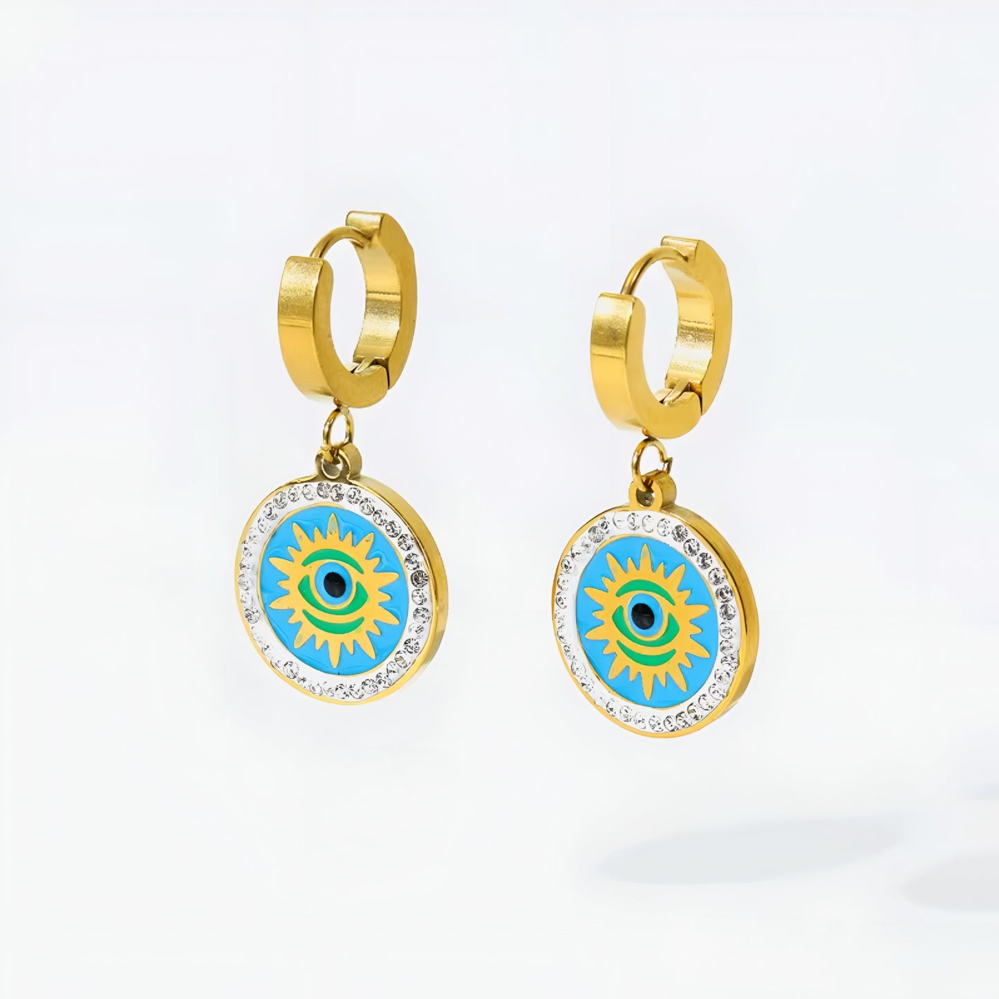 Sun Evil Eye Earring Pair