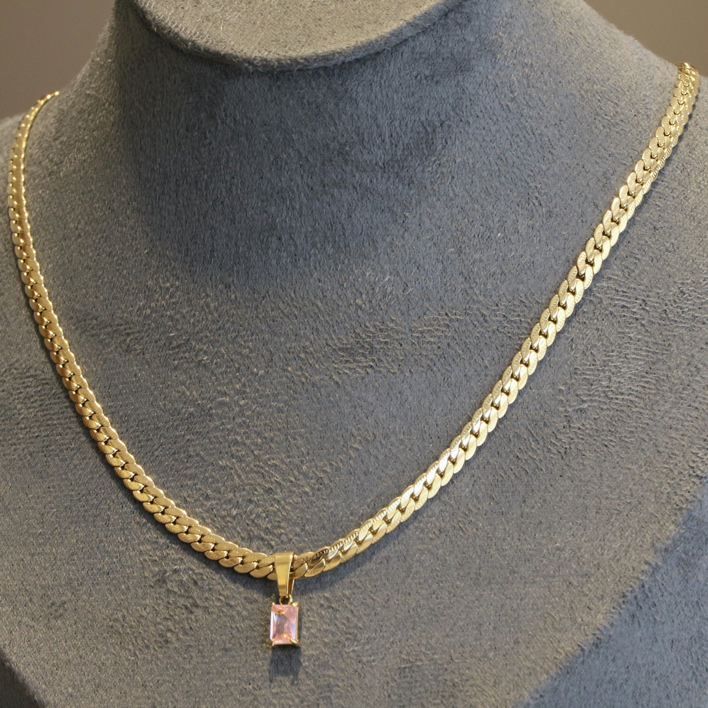 Flat Snake Zircon Pendant Chain